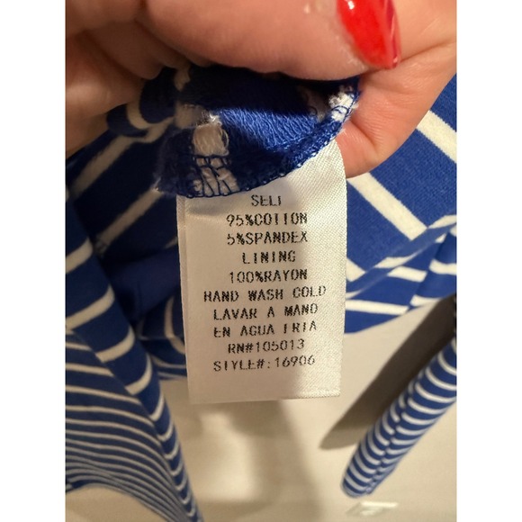 Andree By Unit Blazer Striped Knit Nautical Blue White Womens Medium - Picture 3 of 9